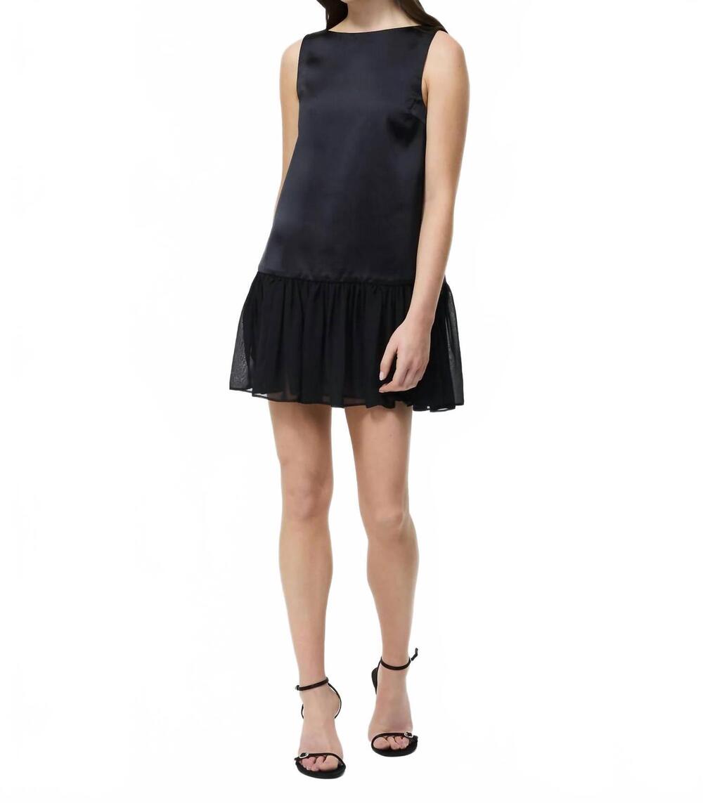 NEW FRENCH CONNECTION marina silky ruched mini dress in black